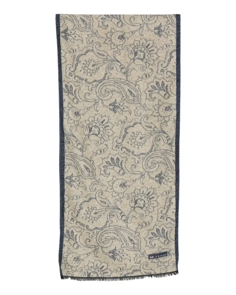 Kiton Ausgefranster Schal mit Paisley-Print - Nude Nude