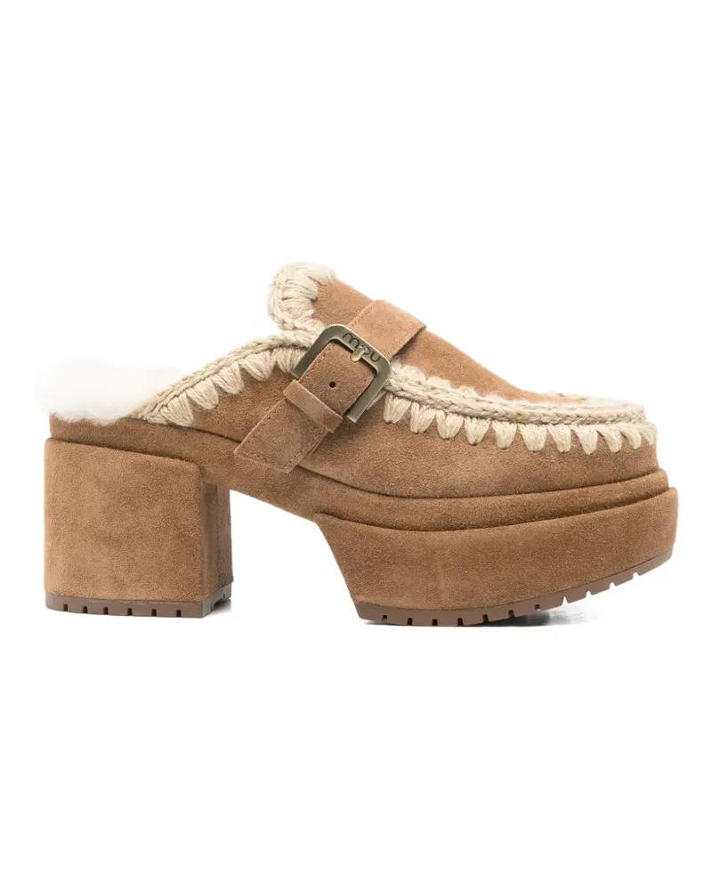 Mou platform buckle cotton mules - Braun Braun