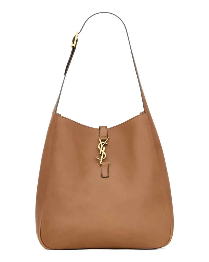 Saint Laurent large LE 5 À 7 logo-plaque shoulder bag - Braun Braun