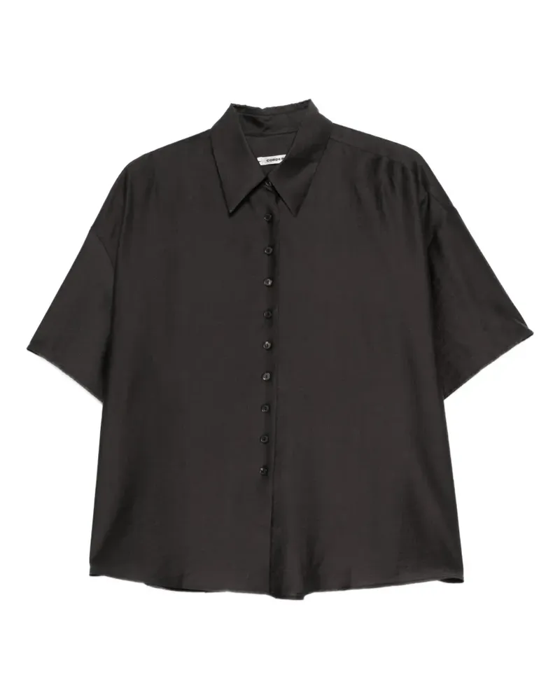 CORDERA short-sleeve button-up top - Schwarz Schwarz