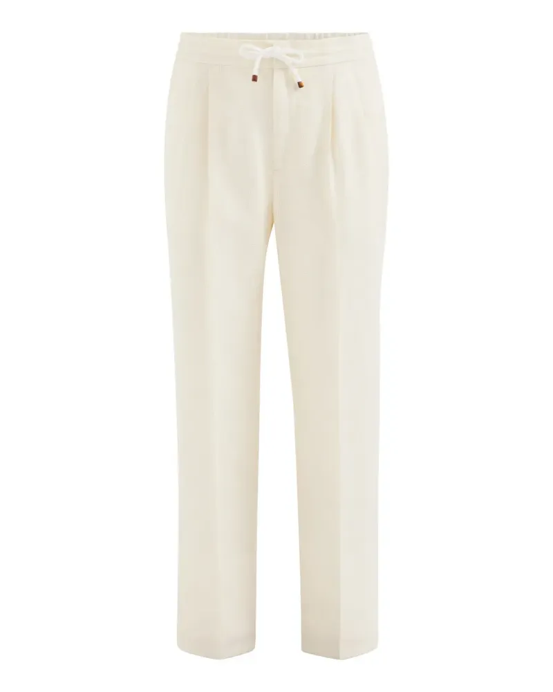 Brunello Cucinelli Hose aus Seide, Leinen und Wolle mit Kordelzug - Nude Nude