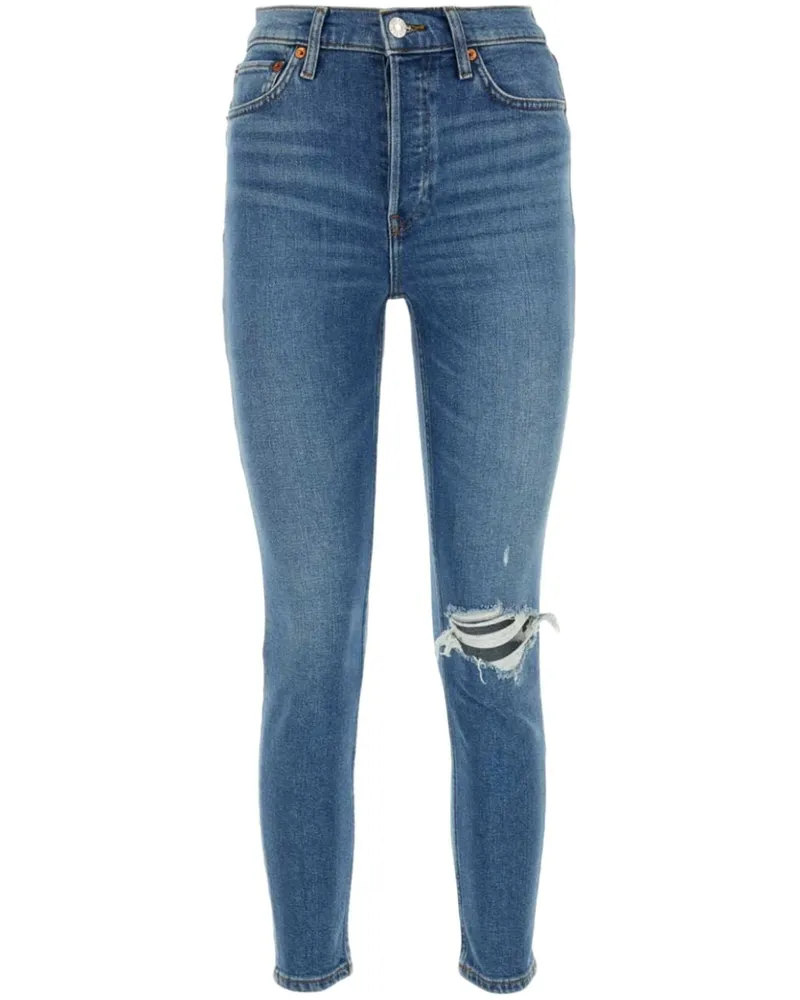 RE/DONE Distressed-Jeans mit Logo-Patch - Blau Blau