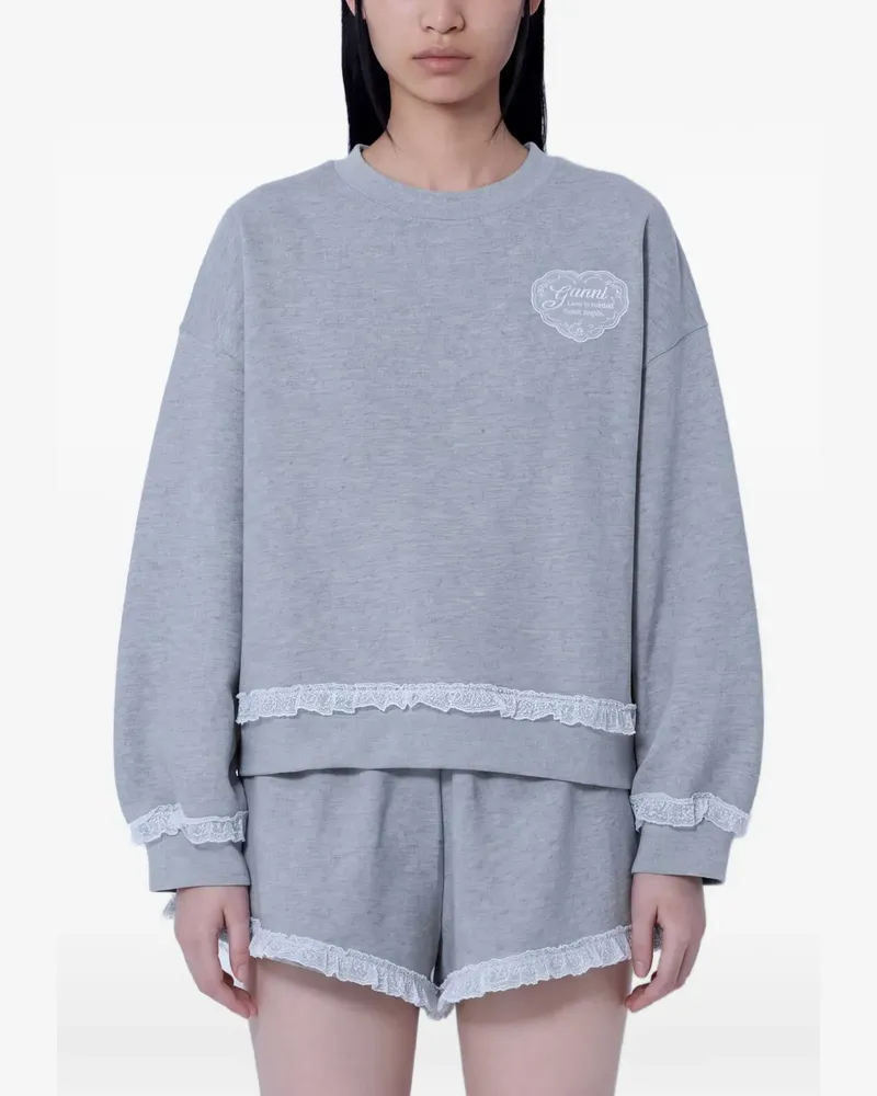 Ganni Isoli Pullover mit Spitzenbesatz - Grau Grau