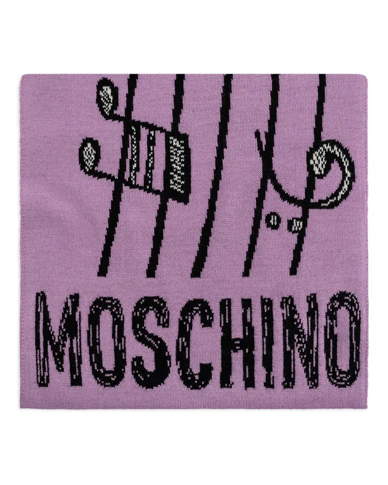Moschino Schal mit Teddy-Intarsie - Violett Violett