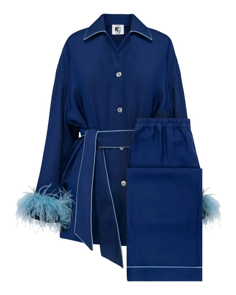 SLEEPER Pyjama mit Federn - Blau Blau