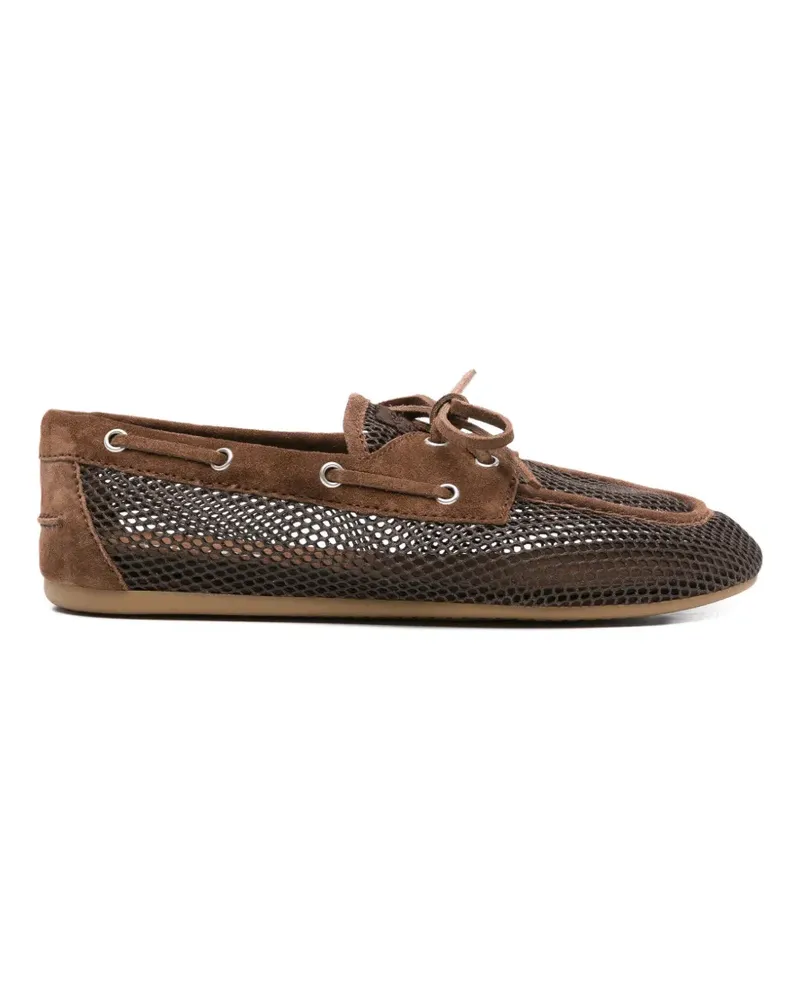 Miu Miu crochet leather boat shoe - Braun Braun