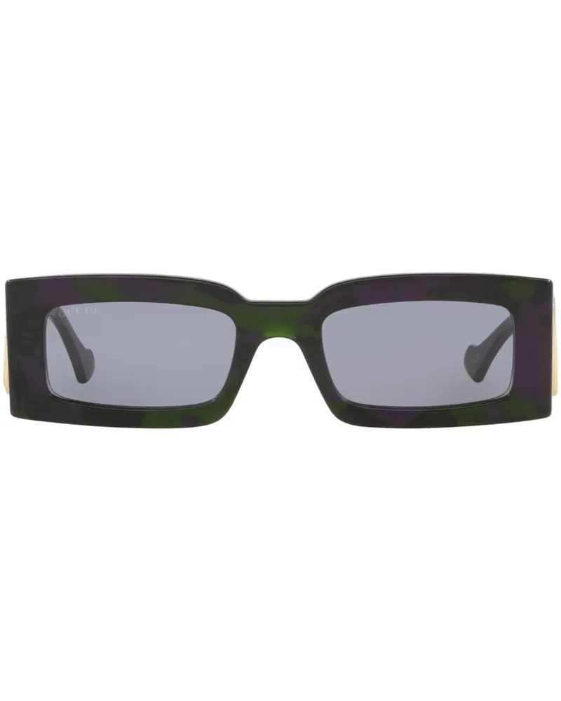 Gucci Eckige Sonnenbrille mit Logo-Schild - Grün Grün