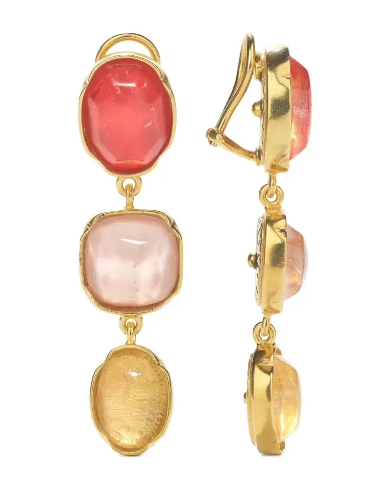 Goossens Paris Ohrclips mit Cabochon-Anhänger - Gold Gold