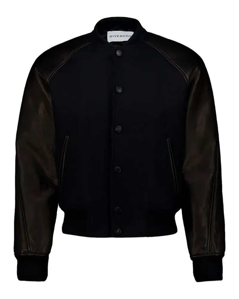 Givenchy leather-sleeved wool bomber jacket - Schwarz Schwarz