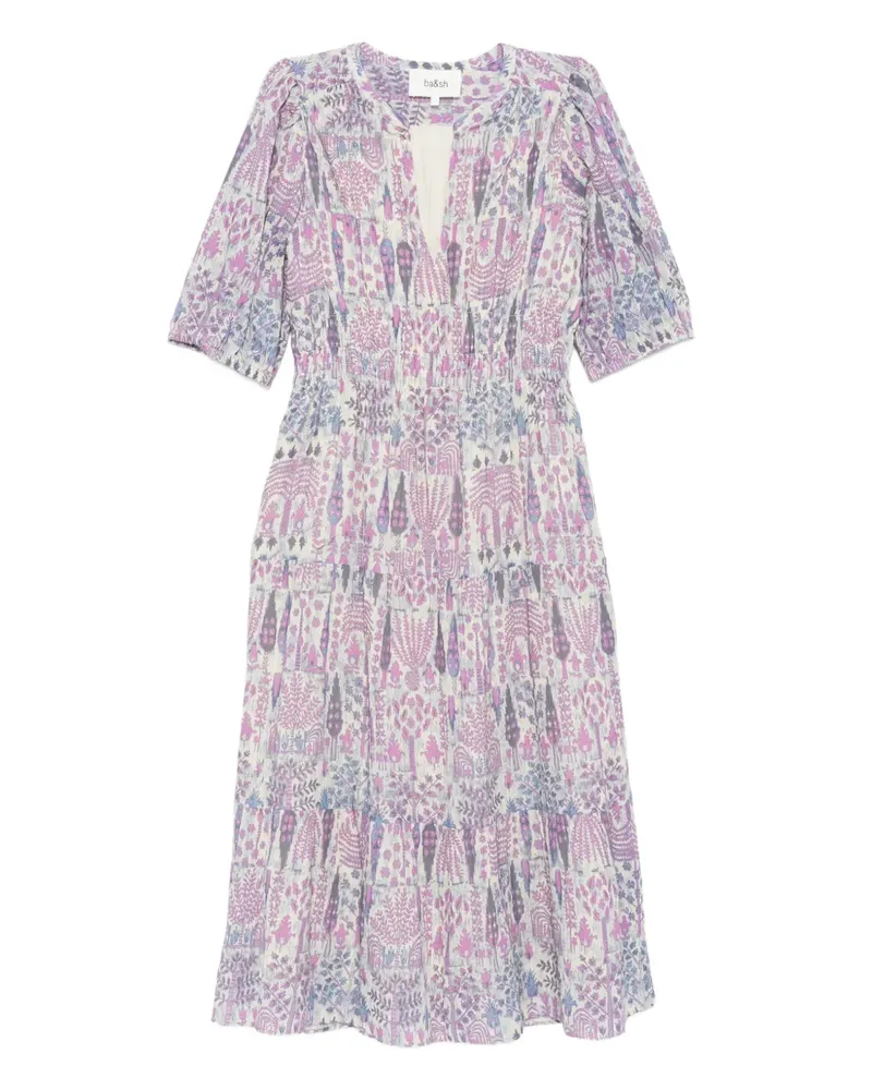 ba&sh Panissa Midikleid mit Puffärmeln - Rosa Rosa