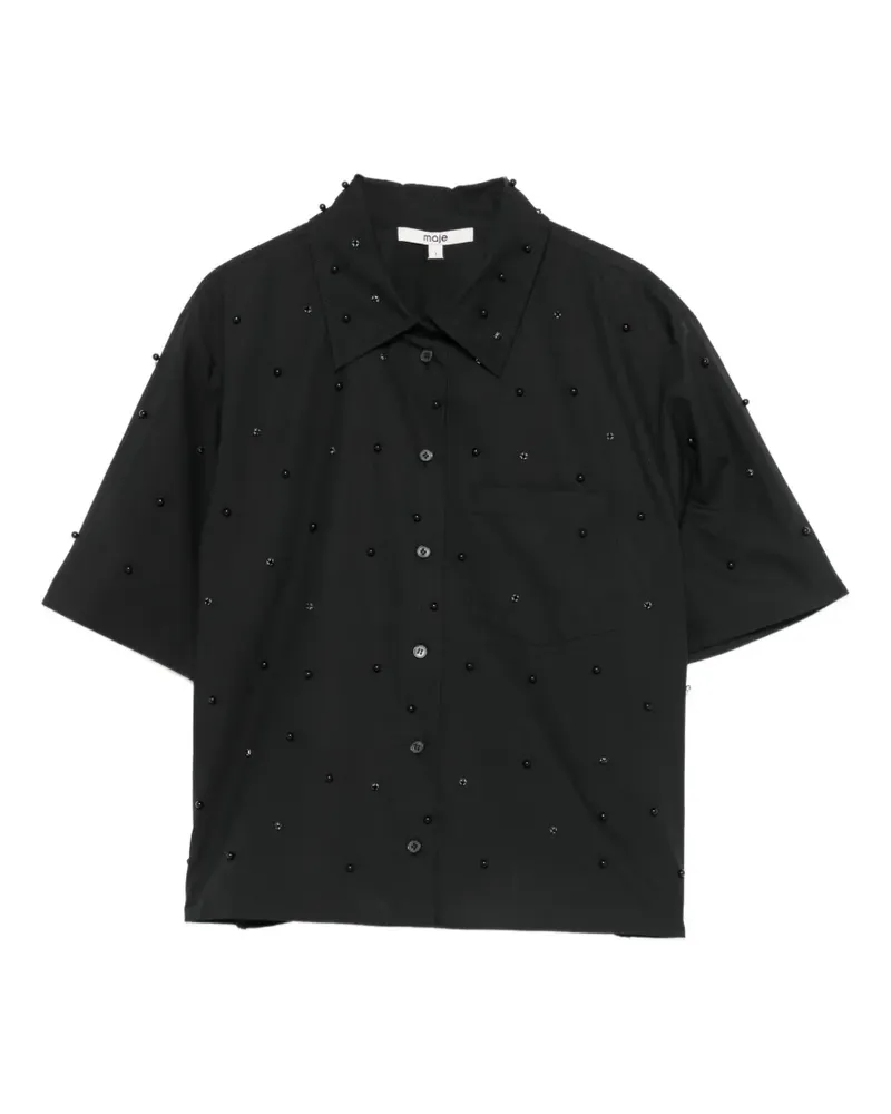 Maje bead-embellished short-sleeve shirt - Schwarz Schwarz