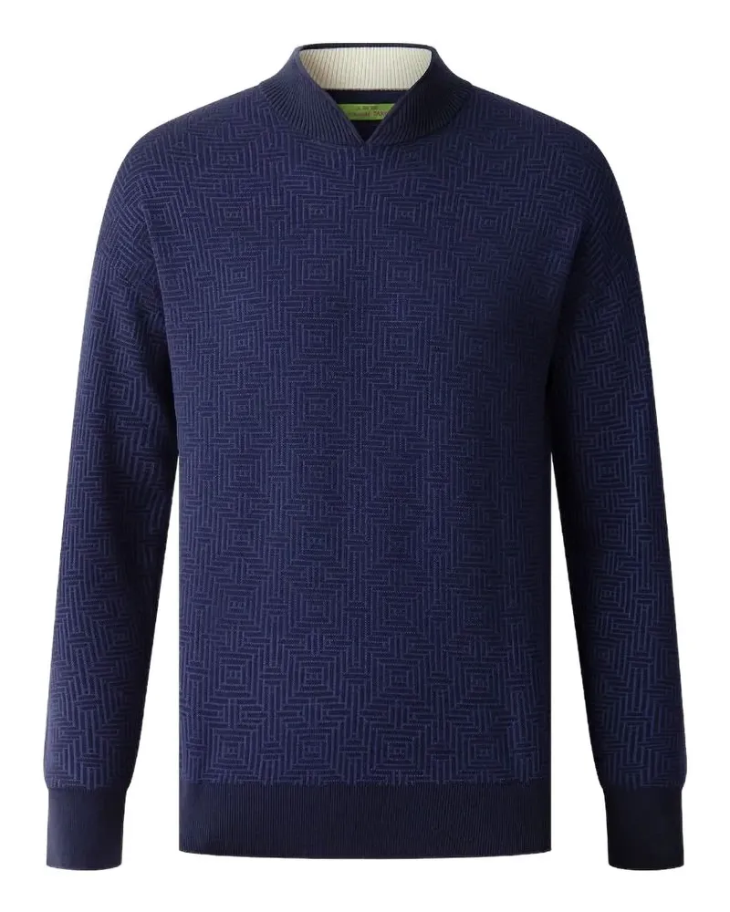 Shanghai Tang Jacquard-Pullover mit Logo-Schild - Blau Blau