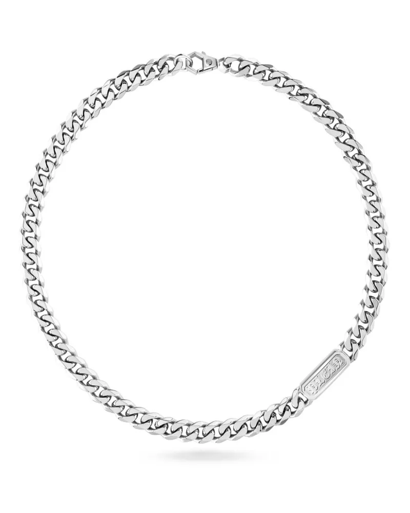 Philipp Plein Gothic Tag Halskette - Silber Silber