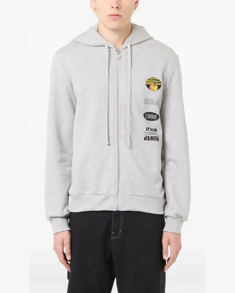 Iceberg logo-patch zip-up hoodie - Grau Grau