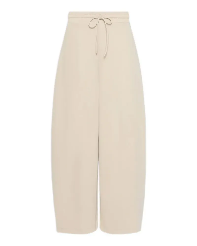 Max Mara technical cotton jersey barrel-leg trousers - stone - Nude Nude