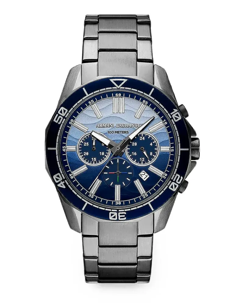 Armani Exchange textured-dial 44mm chronograph watch - Blau Blau