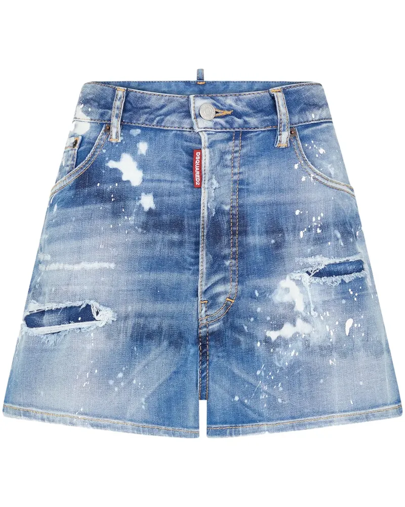 Dsquared2 Jeans-Shorts im Distressed-Look mit Logo - Blau Blau