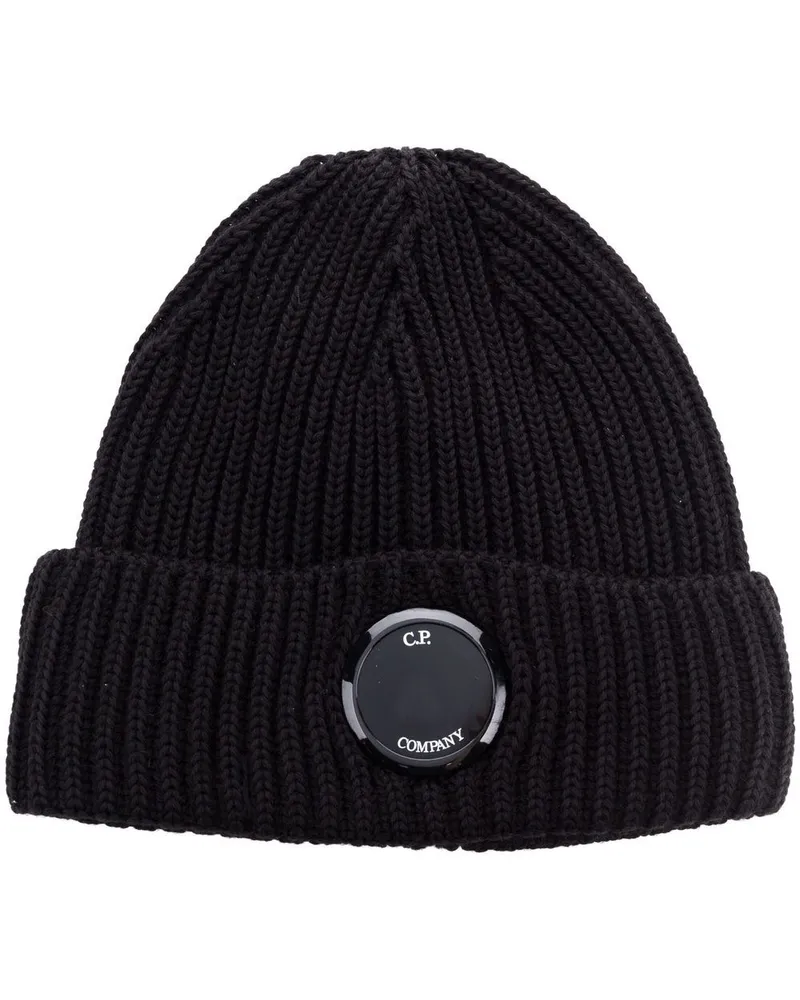 C.P. Company Beanie mit Logo-Schild Schwarz