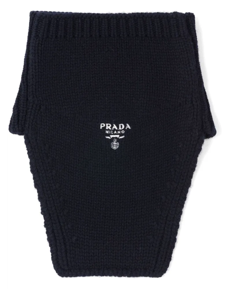 Prada Kaschmirschal mit Logo-Stickerei - Schwarz Schwarz