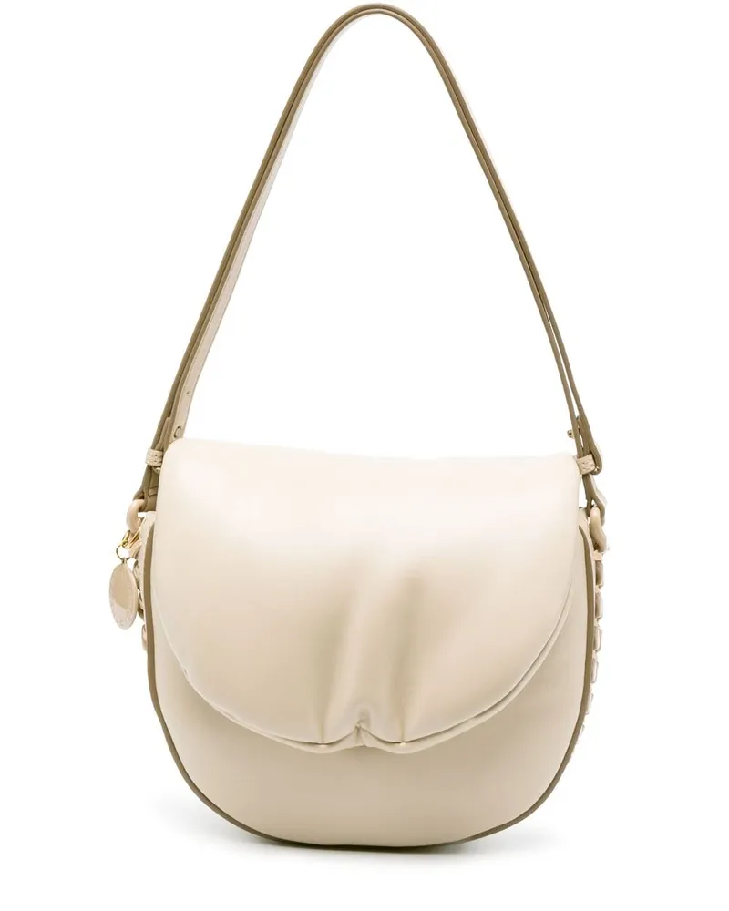 Stella McCartney Frayme Schultertasche mit Zierkette Nude