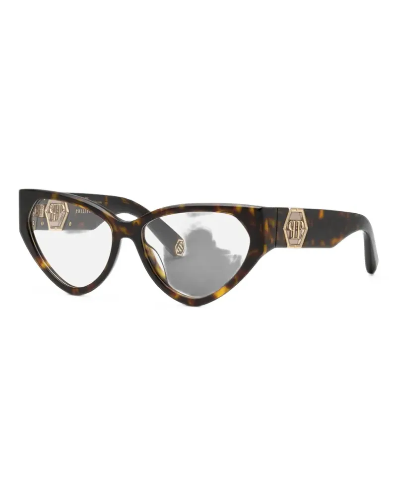Philipp Plein tortoiseshell-effect cat-eye glasses - Braun Braun
