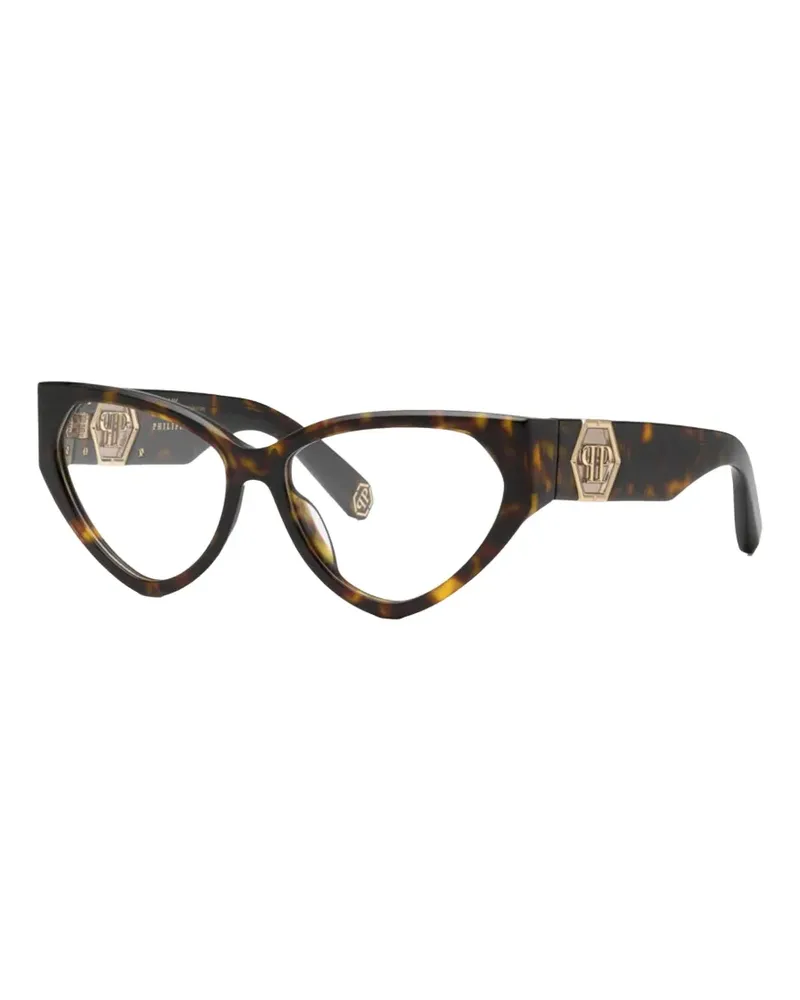 Philipp Plein Cat-Eye-Brille in Schildpattoptik - Braun Braun