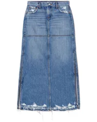 RE/DONE Halbhoher Jeansrock mit Schlitz Blau