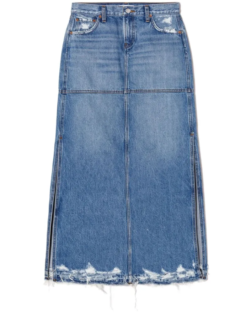 RE/DONE Halbhoher Jeansrock mit Schlitz - Blau Blau