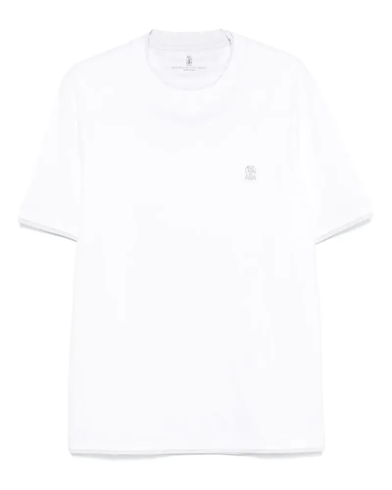 Brunello Cucinelli T-Shirt mit Logo-Stickerei - Weiß Weiß