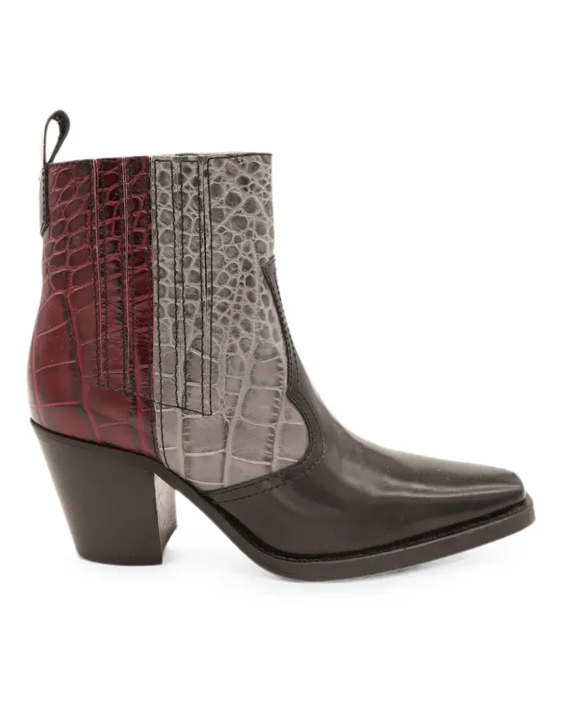 Ganni crocodile-effect ankle boots - Schwarz Schwarz