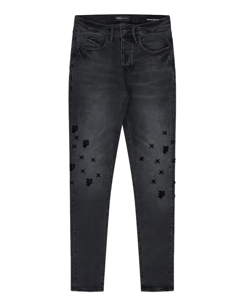 PURPLE BRAND Tuffetage Jeans mit Monogramm - Schwarz Schwarz