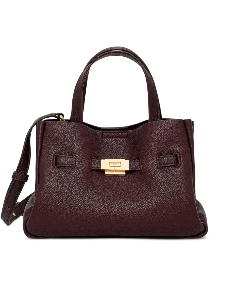 DKNY Kleine Bryar Tote Bag aus gekörntem Leder mit Logo-Schild - Rot Rot