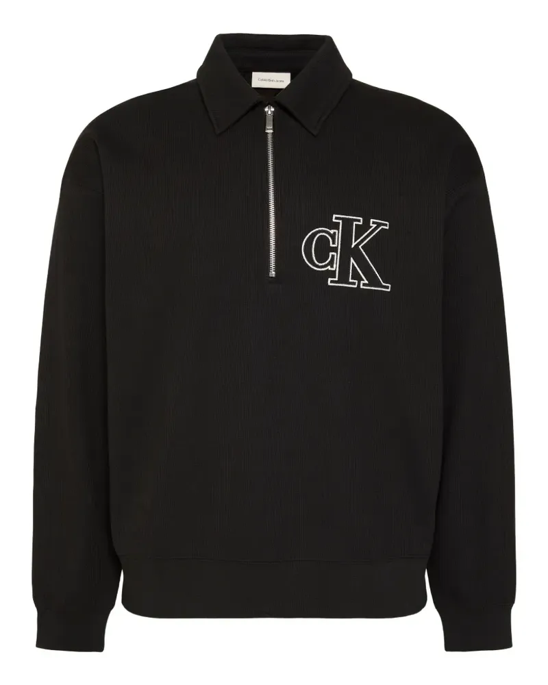 Calvin Klein Poloshirt mit Reißverschluss - Schwarz Schwarz