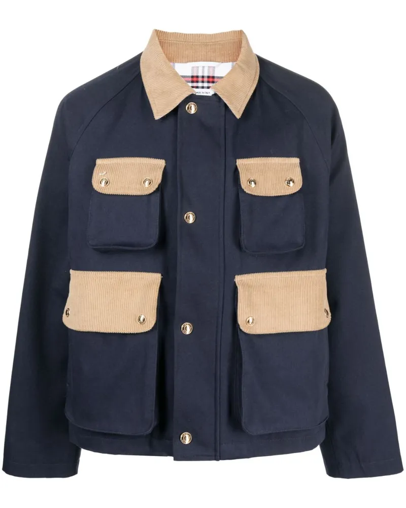 Thom Browne Hemdjacke mit Cordeinsätzen - Blau Blau