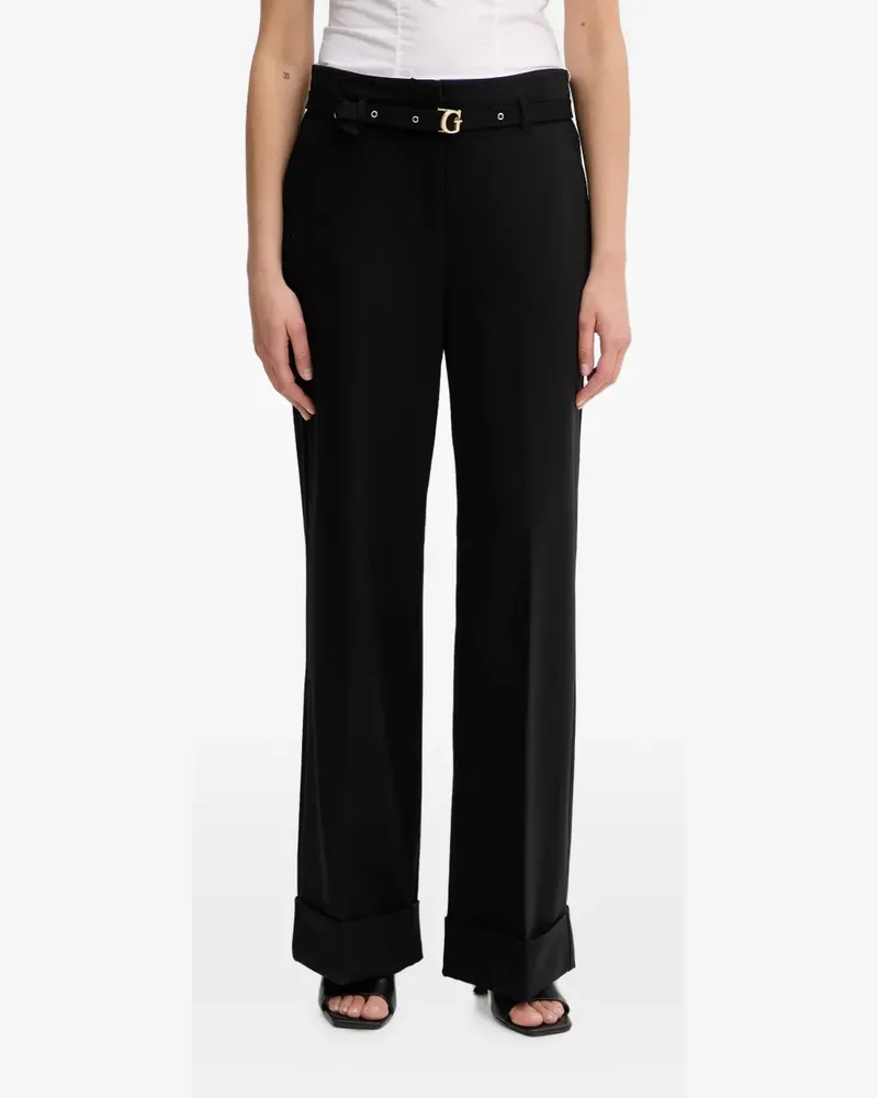 Guess belted turned-up trousers - Schwarz Schwarz