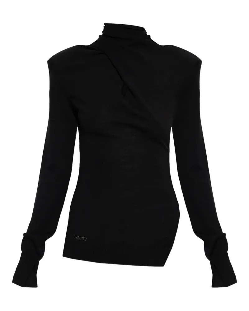 ATTICO twist-design turtleneck top - Schwarz Schwarz