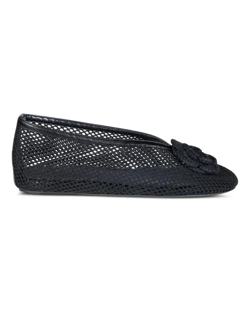 Ganni Jenny ballerina in black mesh - Schwarz Schwarz