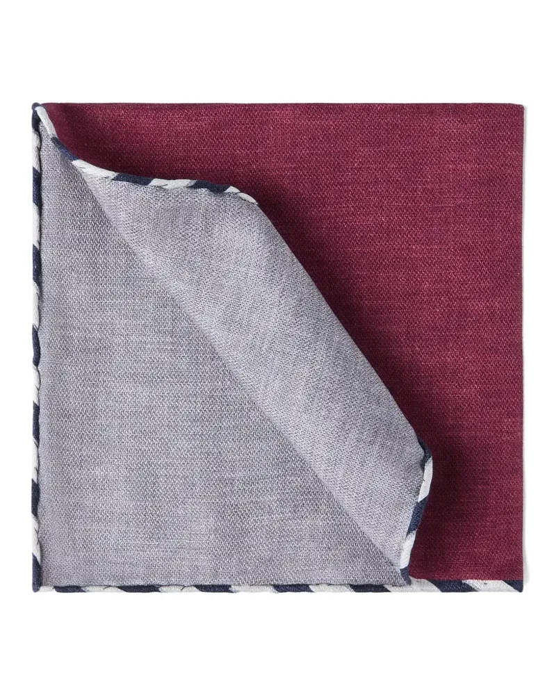 Brunello Cucinelli Einstecktuch aus Seide mit gestreiftem Rand - Rot Rot