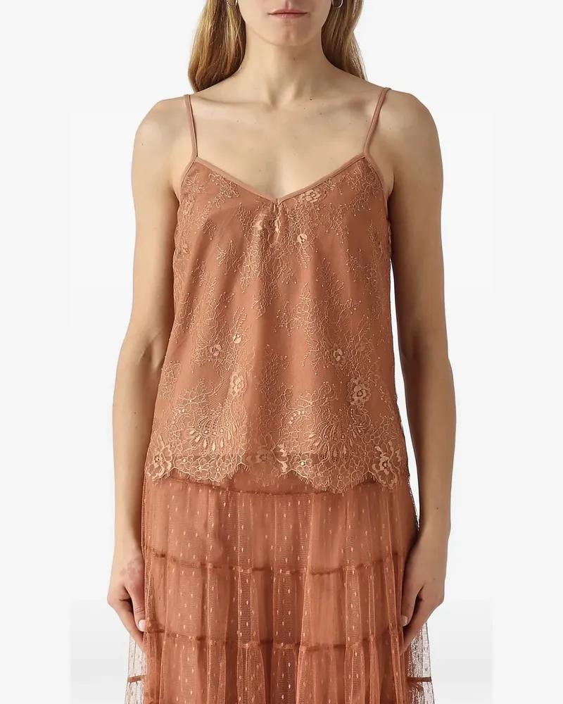 Twin-Set lace-embroidered scalloped top - Braun Braun