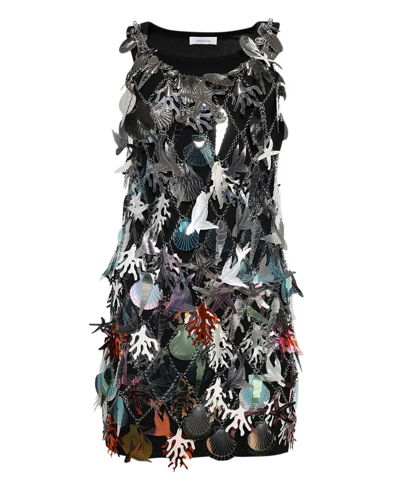 Paco Rabanne Robe Minikleid in Muschel-Korallenoptik - Silber Silber