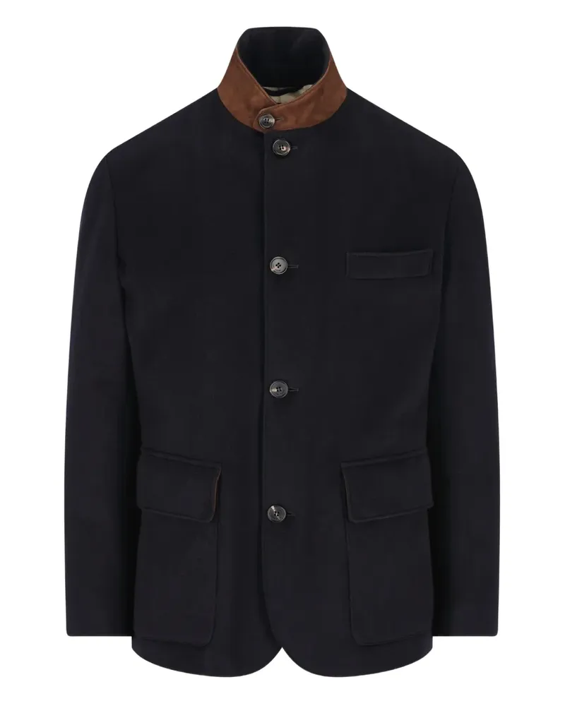 Loro Piana Jacke aus Kaschmir mit Wildlederkragen - Blau Blau