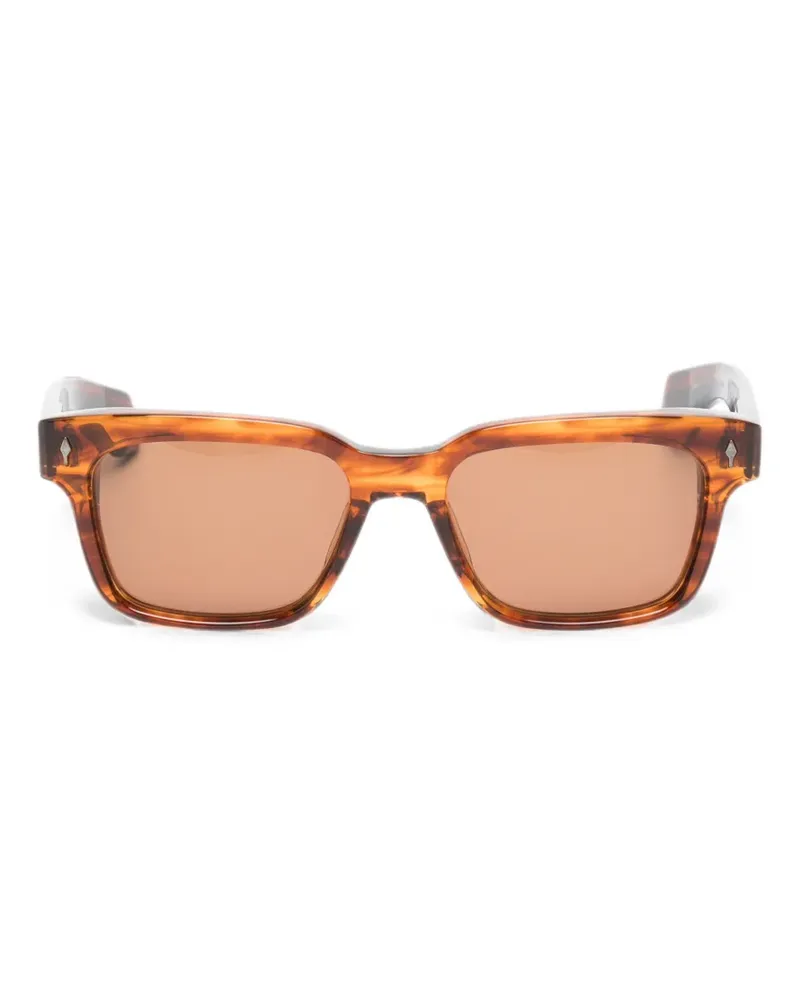 Jacques Marie Mage tortoiseshell-effect rectangle-frame sunglasses - Braun Braun