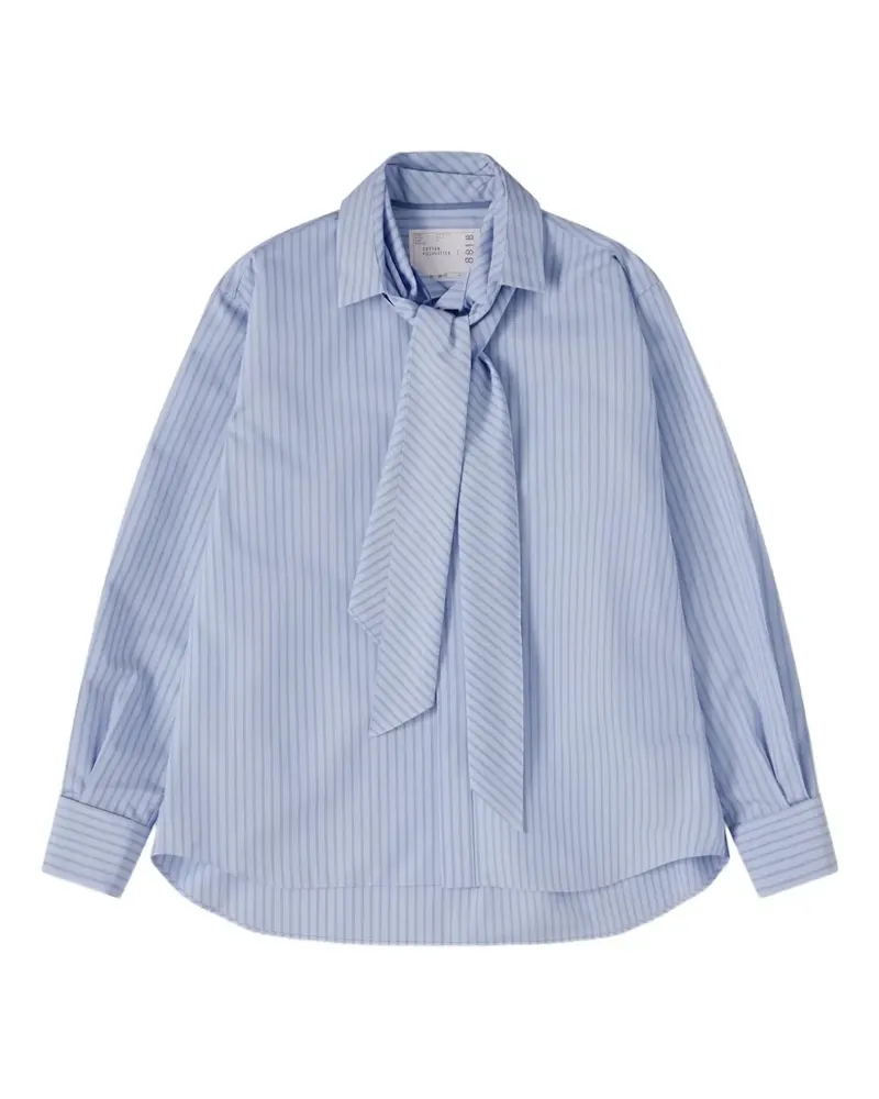 Sacai Gestreiftes Hemd mit Schleifenkragen - Blau Blau