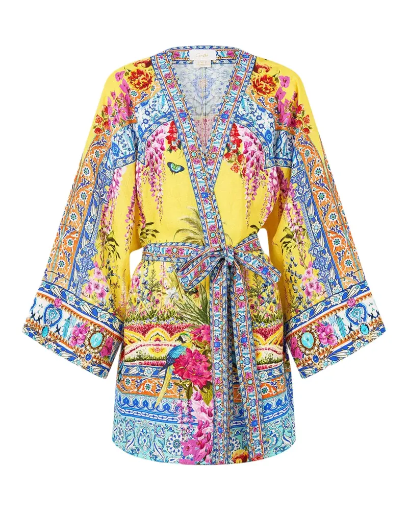 Camilla floral-print tie cover-up - Gelb Gelb