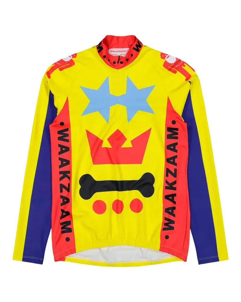 Walter van Beirendonck Waakzaam graphic-print zip top - Gelb Gelb