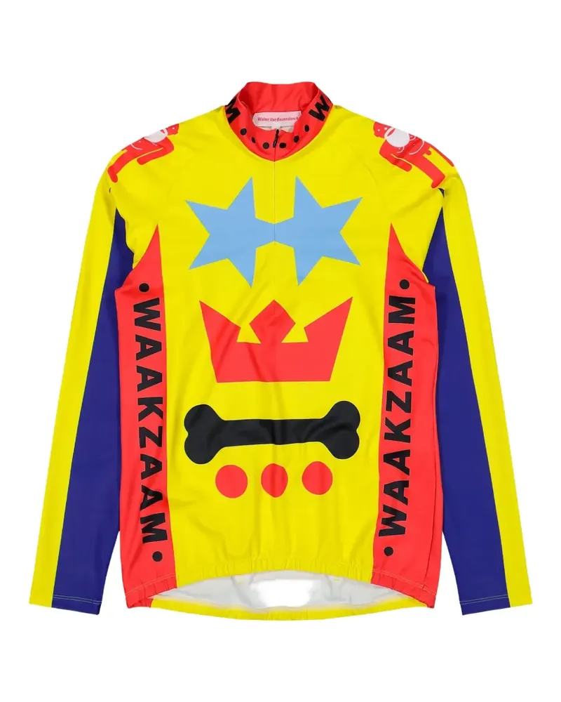Walter van Beirendonck Waakzaam graphic-print zip top - Gelb Gelb