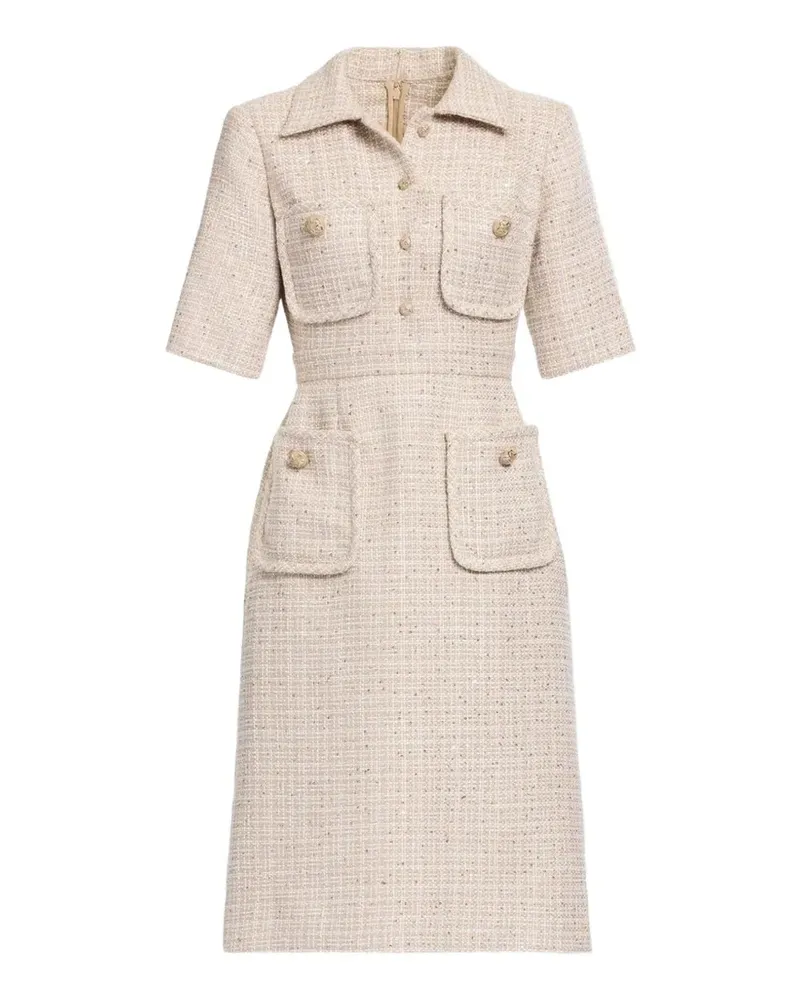 Elie Saab sequin-embellished tweed midi dress - Nude Nude