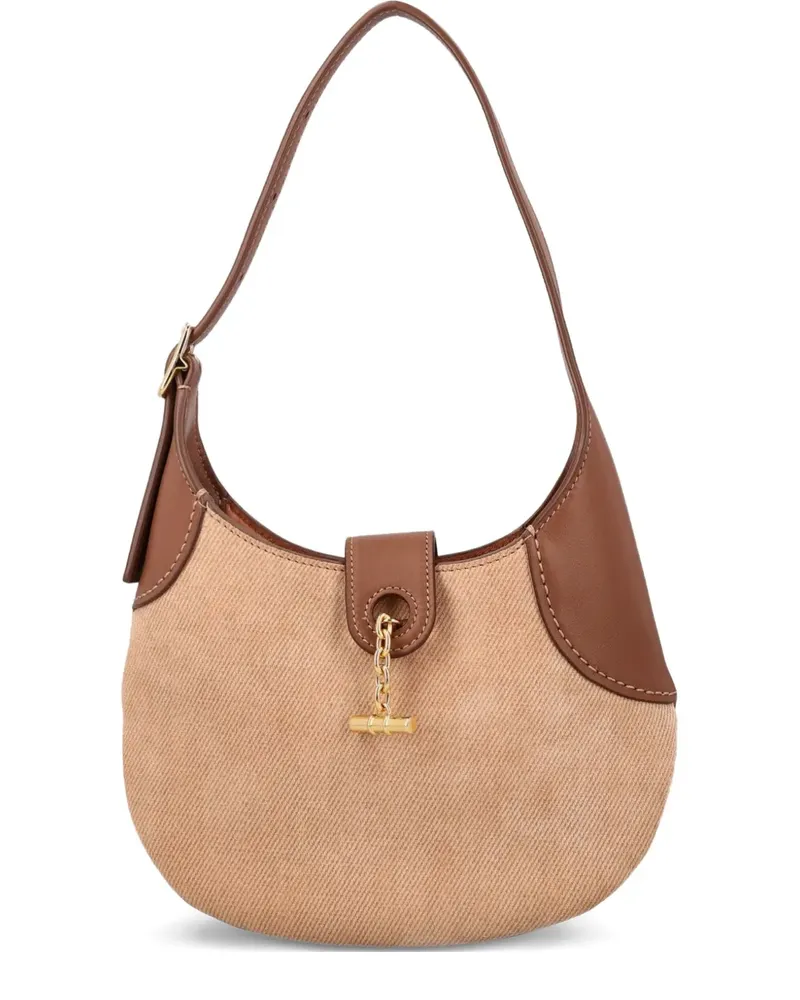 Loro Piana Mini Bobbin Schultertasche mit Lederbesatz - Braun Braun