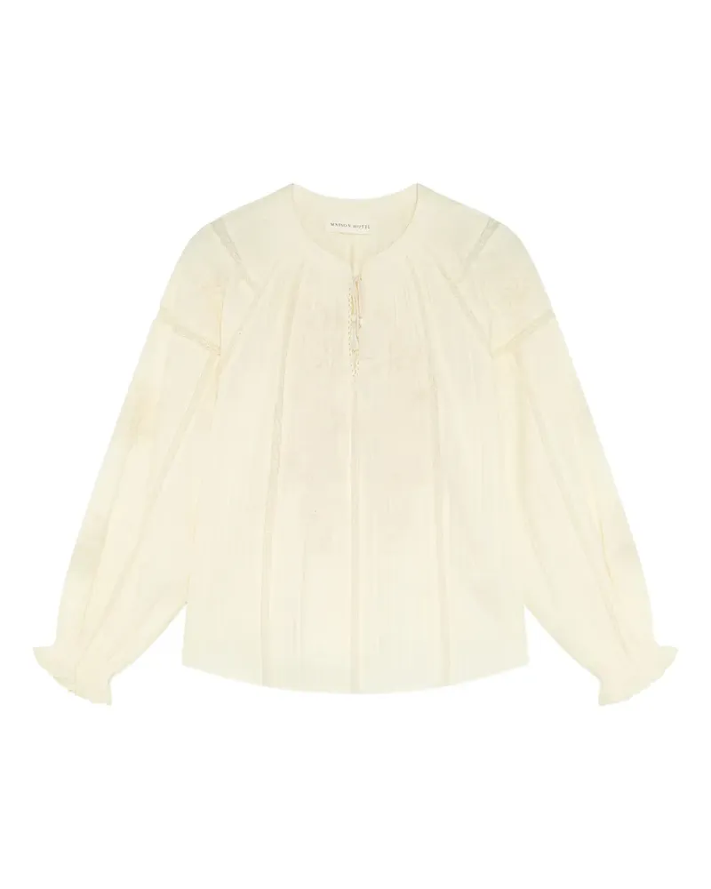 MAISON HOTEL Bettina embroidered cotton blouse - Nude Nude
