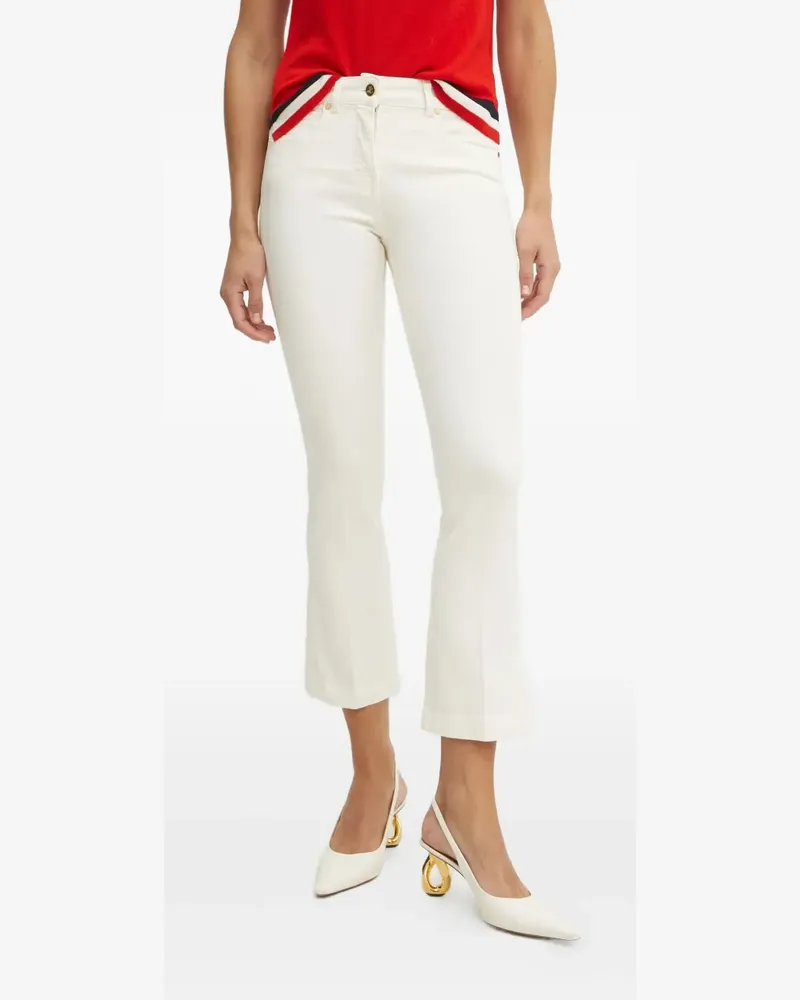 Luisa Spagnoli Schlagjeans mit Logo-Schild - Weiß Weiß
